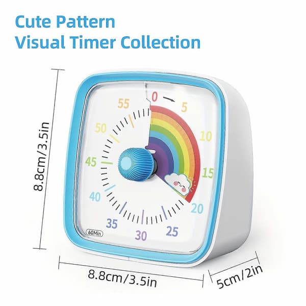 New Models Yunbaoit Rainbow Visual Timer - 60 Min Countdown, Night Light, Silent, Classroom & Kitchen Timer for Home, School & Office Pink