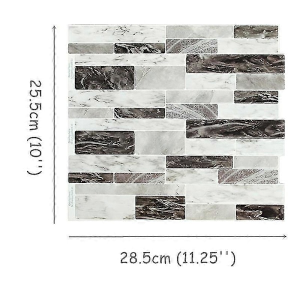 2 kpl 25*28cm, Itsekiinnittyvät seinälaatat, Musta ja harmaa marmorikuvioinen itsekiinnittyvä roiskesuoja keittiöön ja kylpyhuoneeseen, mosaiikkiefekti