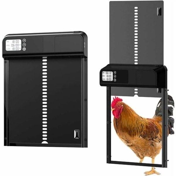 Automatic Chicken Coop Door Kit, Timer Chicken House Door, Battery Operated Automatic Chicken Coop Door with Timer and Light Sensor
