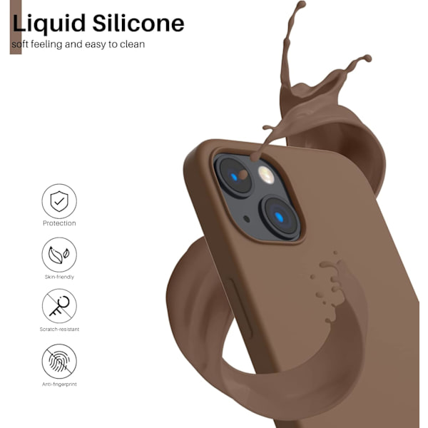 iPhone 13 Case, Liquid Silicone Case for 6.1 inch iPhone 13, Ultra-thin Case, Full Coverage Shockproof Protective Soft Case Chocolate Chocolate