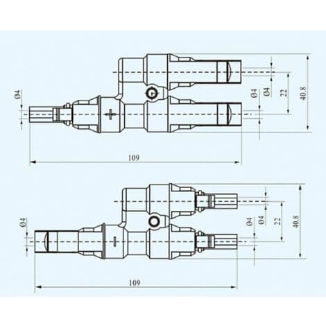 Fotovoltaisk solpanelstik, PV-stik, T/Y-grenstik kabel splitter fitting, til parallelforbindelse mellem solpaneler