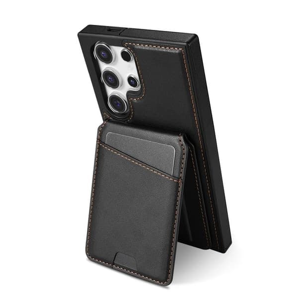 TS-Kortholder og stativ med magnet til Samsung Galaxy S24 Ultra - Sort