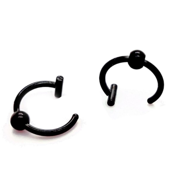 Falsk piercing i rustfrit stål - 8 mm - Sort