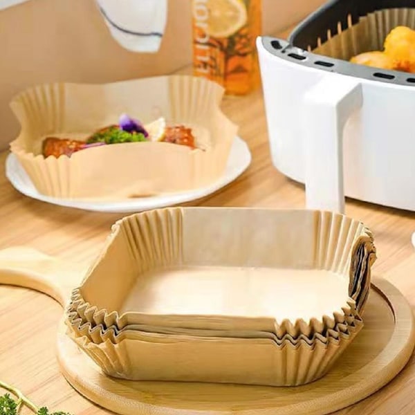 Neliö 100 kpl Air Fryer -paperit Air fryer -laitteeseen 20 x 20 cm