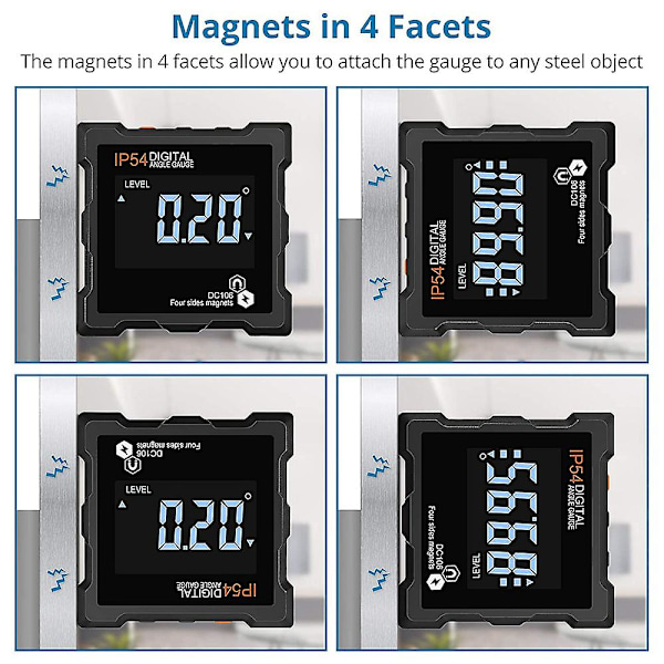 TS-4 X 90 Grader (0-360 Grader) Digital Elektronisk Magnetisk Vinkelmåler Bakgrunnsbelysning Digitalt Vater