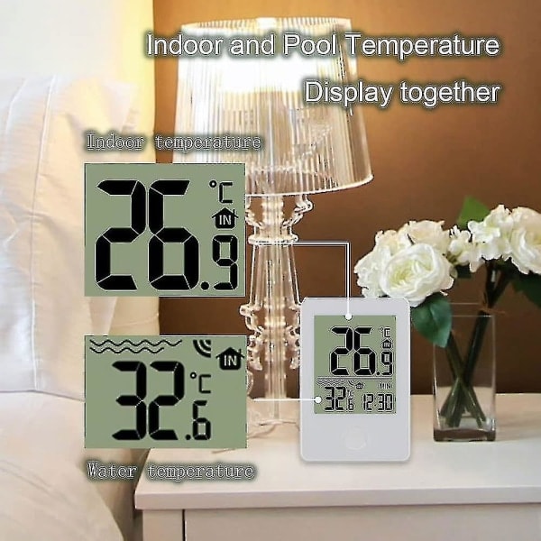Pooltermometer Digital WiFi-termometer med digital pooltermometer, LCD-skärm, IPX7 flytande termometer för pool