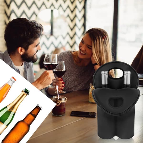 Vinflaskväskor, Isolerad Neopren, Rymmer Två 750 Ml Flaskor, För Picknick Och Resor, 2-pack, Röd