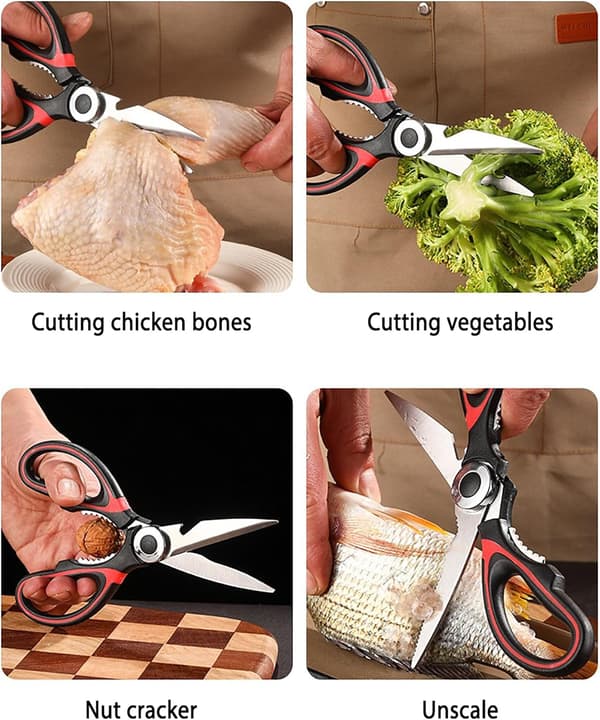 Kitchen Scissors, 2-pack Heavy Duty Kitchen Shears, Scissors for Kitchen Use, Stainless Steel, Poultry, Fish, Meat, Vegetables