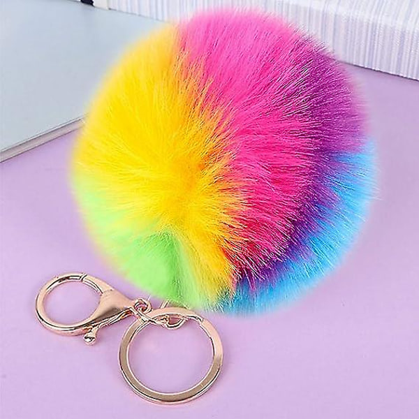 Fluffy Nøglering Blød Plys Charm Ring Nøglering Falsk Pels Bolde Taske Vedhæng Nøglering Dekoration