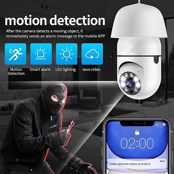 TS-1080p Langaton Lampunvalvontakamera 2mp Langaton Älykäs E27 Lampun Kamera