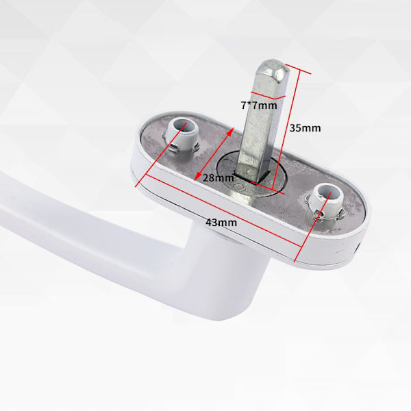 PVC dør- og vindushåndtak, hullavstand 43mm/firkantet aksel 7*7*35mm/(hvit)