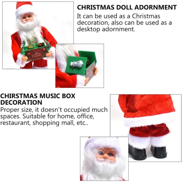 Claus Dekoration Sjungande Santa Claus Toy Elektriska juldockor Musikdosa Julfestprydnad Behöver AA-batterier (ingår ej) (1st, röd)