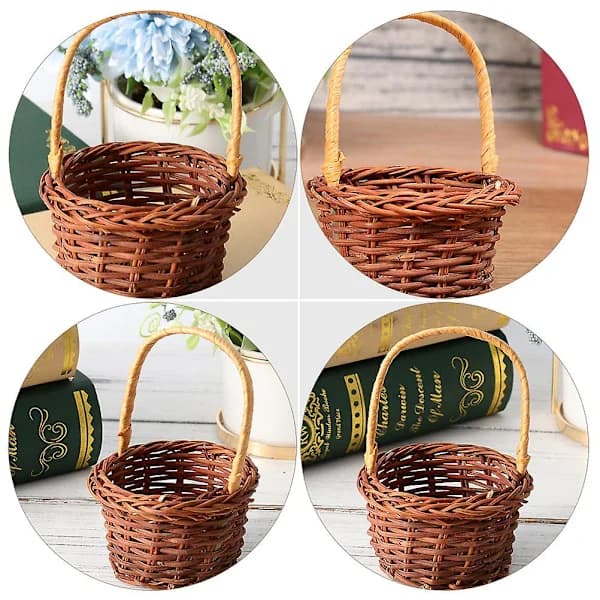 2 st korg frukt pil presentpåse bambu påskkorg mini picknickkorgar mini korgar för pyssel