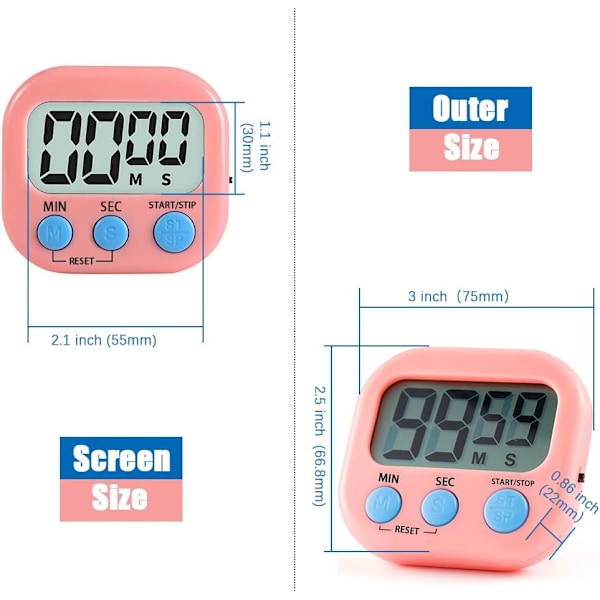 Magnetisk Kjøkkentimer med Stor LCD-Skjerm for Matlaging, Studier, Høyt Alarm og Nedtelling