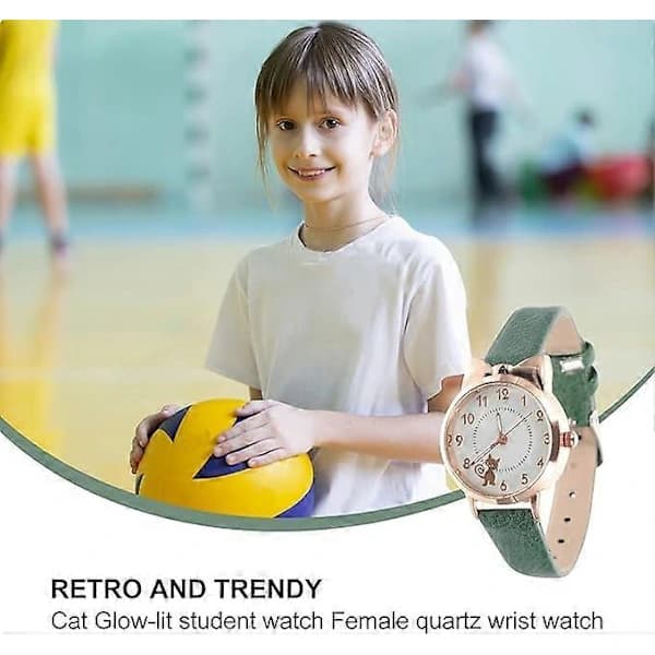 Barn Quartz Watch - Tecknade klockor Flickarmbandsur Elastiskt läderband Trendig klocka