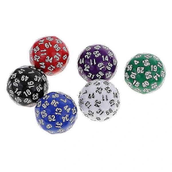 6x 60-siders terninger D60 Polyhedriske terninger for RPG brettspill
