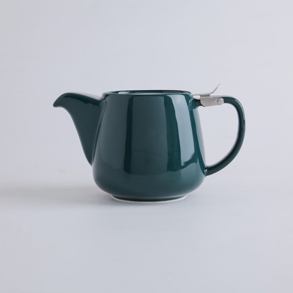 Porcelænstekande (500ml) Mørkegrøn Håndlavet Tekande | Fint Maskenet Infuser til Løse Blandinger Fremstillet af Rustfrit Stål, Tekander