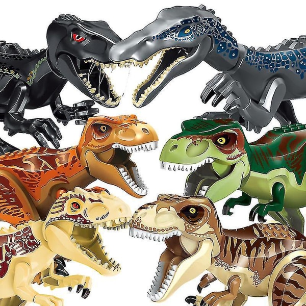 Bästsäljande Jurassic World Stora byggstenar Dinosaur Tyrannosaurus Rex Monterade leksakspussel byggstenar Blue carnivorous ox Dragon