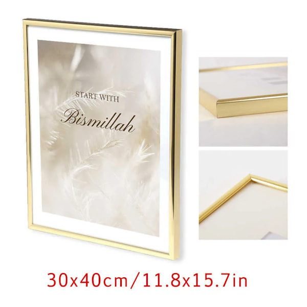 Guld Po Ram 30x40cm Utan Passepartout eller 20x28cm med Passepartout Metall Bild Affisch Vägg Hängande Ram för Inredning Heminredning 210611