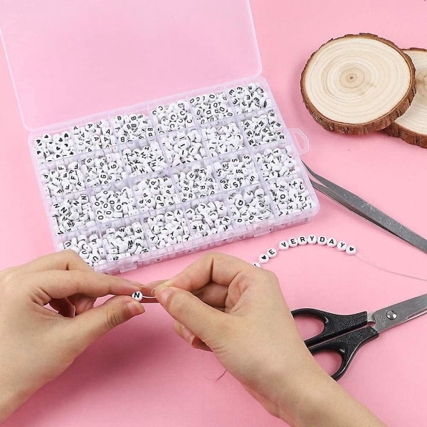 1200 stk bogstavperler sorteret alfabet perler hvidt bogstav perle kit runde bogstavperler til smykkefremstilling