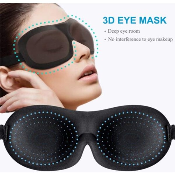 Sovmask för kvinnor och män, 100% mörkläggande ögonbindel 2-pack, fullt justerbar spänne 3D ögonkontur sovmasker för resor, spa, tupplur, flyg