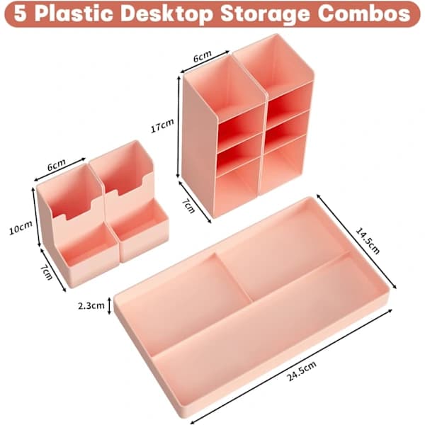 Pieces Rosa Plast Pennestativ, Multifunksjonell Pennholder for Rosa