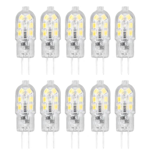 10 pcs G4 LED Bulb Brightness Dimmable High Color Rendering Transparent Shell Light Sources for Landscape Lighting DC 12V White Light