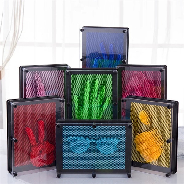 Morsom 3D-klon pixelkunst blokkleke, fargerik pin art leke, klon ansiktspalmemodell, pin art for barn, familie, morsomt spill, kreative gaver, rød red L