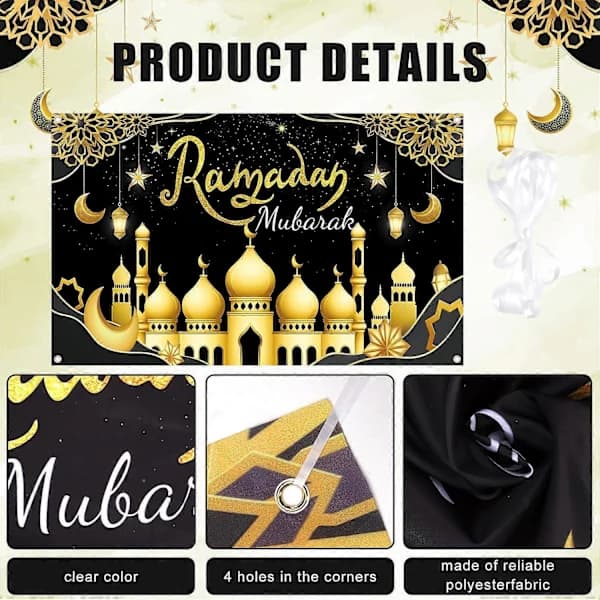 Ramadan Mubarak Baggrund, 180x110cm Ramadan Baggrund Eid Mubarak Banner Eid