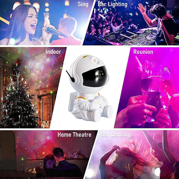 1 Astronaut Stjerneprojektor, Hvid, Galaxy Projektor