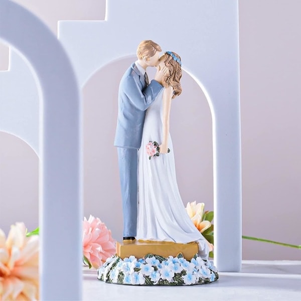 Bryllupskake Topper Bryllupsdekorasjoner Brud og Brudgom Figur Morsom Bryllupspar Statue (d-4)