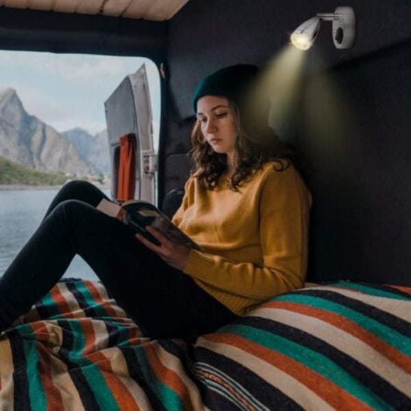 TS-Indendørs Spot Lampe Auto LED Lys 2 stk.-RV Læselampe 3000K Rotation 180° til Camper Van Båd Campingvogn Køretøj Autocamper N