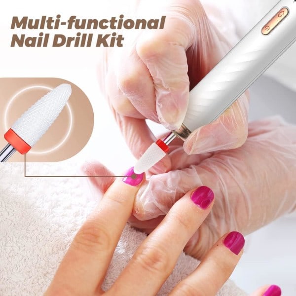 Nagelfräsmaskin, elektriska nagelfilar, professionell laddningsbar elektrisk nagelfräsmaskin med keramisk nagelfräsbits, nagelfräsmaskin set