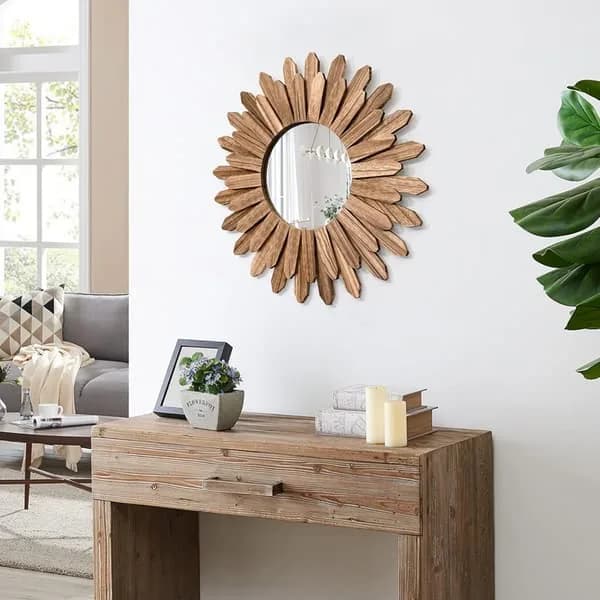 TS-Rund veggspeil med treramme og elegant design