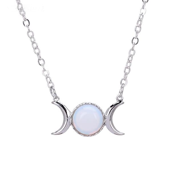 1 stk. Opal Triple Goddess Moon Symbol Anheng Halskjede