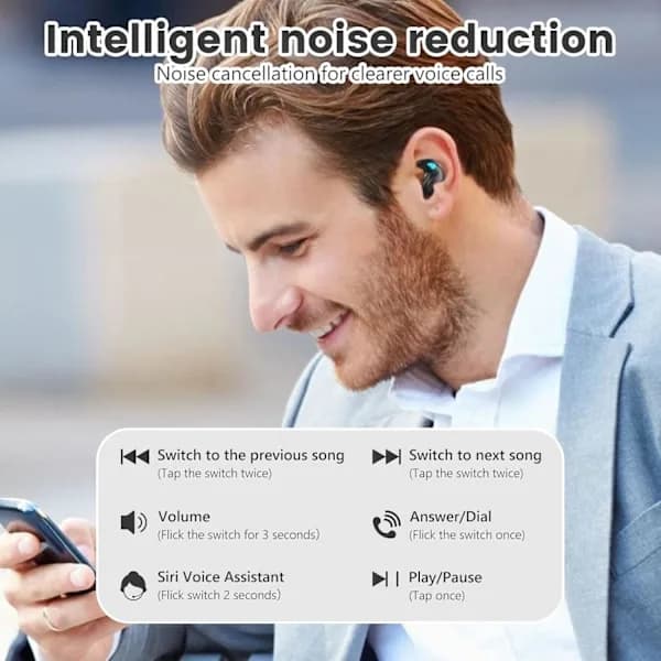 Mini Usynlige Minste Ørepropper Bluetooth i øret Trådløse for søvn, trådløse søvnpropper, støyreduserende ørepropper
