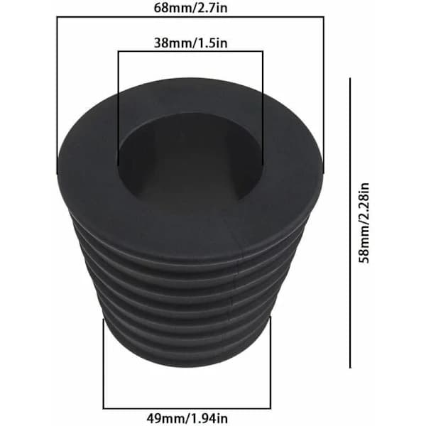 2X Gummikiler, Kompatible med Hulpropper til Parasolfod, Bordparasoller 1,5 \" / 38mm -