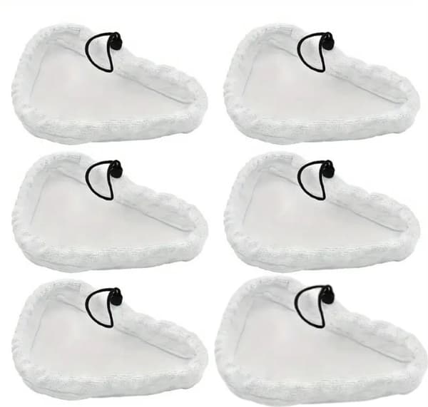 6-pakning mikrofiber dampmopp erstatningsputer med snøring, vaskbare gjenbrukbare påfyll for Vileda Steam Plus, for harde gulv og fliser, hvit