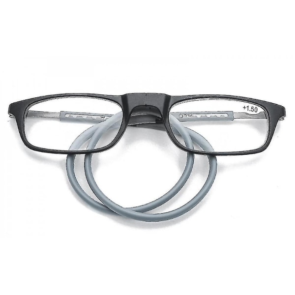 Läsglasögon Högkvalitativa Tr Magnetic Absorption Hanging Neck Funky Readers Glasögon Grey 1.75 Magnification