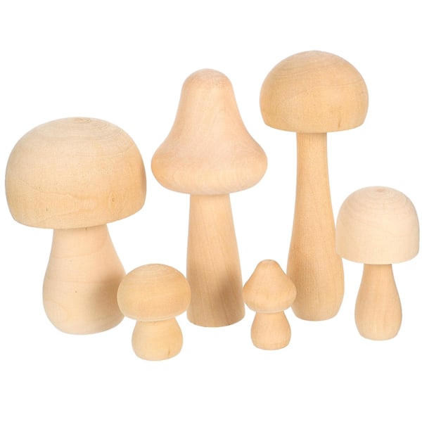 6 stk Tresopp i Ulike Størrelser Naturlige Ubehandlede Sopp for DIY
