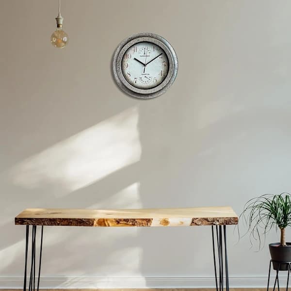 Waterproof Outdoor Metal Clock with Thermometer Hygrometer Silent Battery Operated