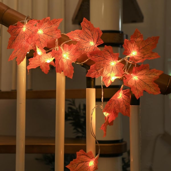 3M 20LED Höst Lönnlöv Ljusslinga Batteridriven Halloween-lampor, Höstlöv Girlangljus för Temafest, Inomhus Utomhus Dekoration