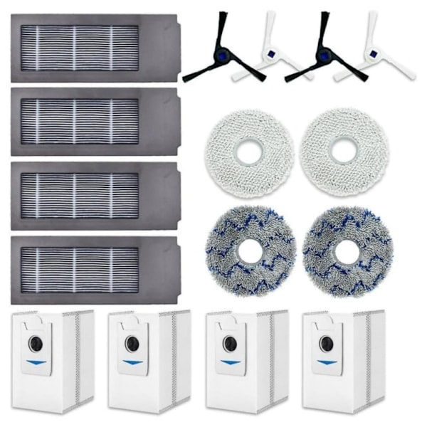 Reservedele og tilbehør til Ecovacs Deebot X2 Omni robotstøvsuger (sidebørster, filtre, støvsugerposer, moppeklud)