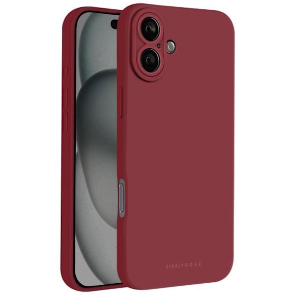 iPhone 16-fodral i silikon, matt, mjukt, kameraskydd, Roar Burgundy