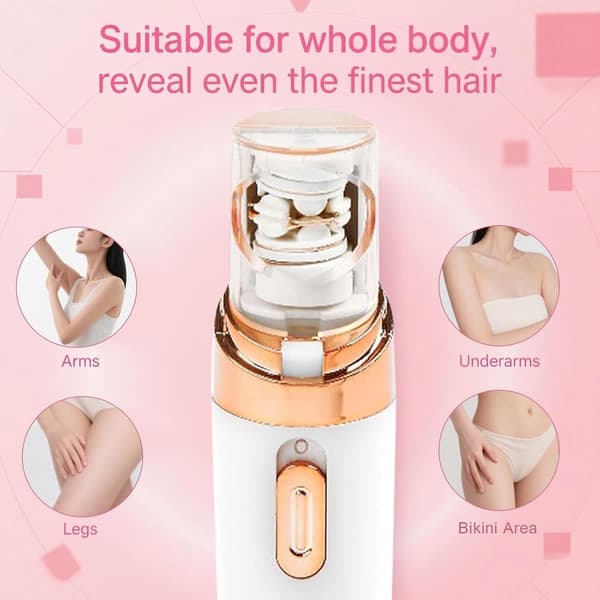Ansigts-epilator til kvinder, 2-i-1 genopladelig vandtæt hårfjerner og præcisionsbarbermaskine til ansigt og krop, pink