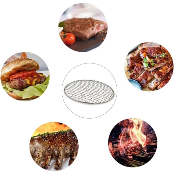 Rund Grillrist 304 Rustfrit Stål BBQ Mesh-rist til Camping Udendørs Grillning Bagning og Dampning 40 cm