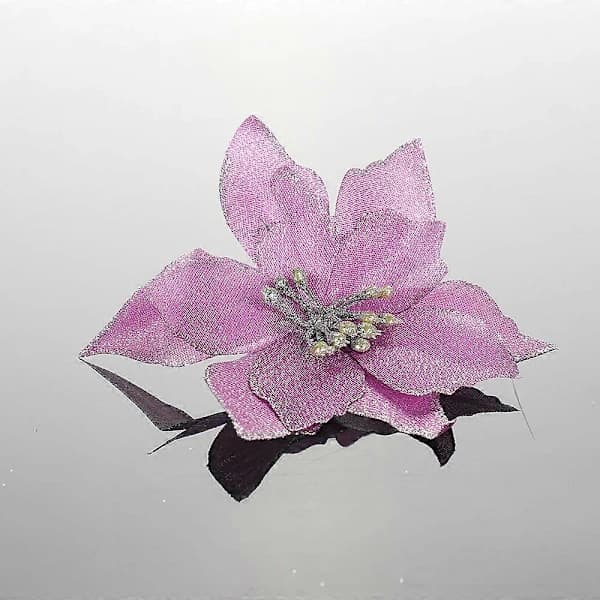 Glitterlilla Kunstige Juleblomster - 13 cm Festlig Dekoration