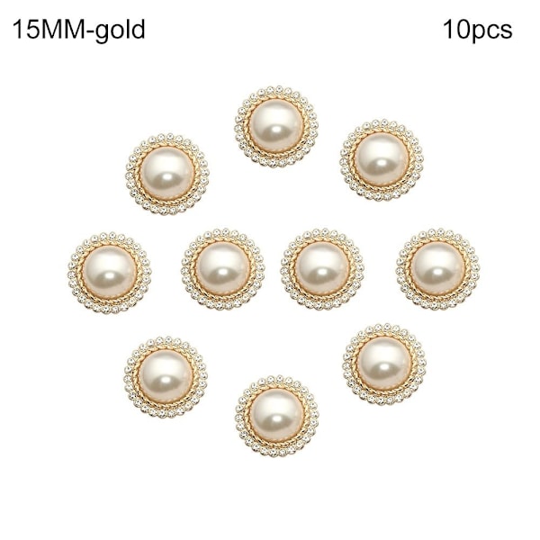 10 st Pärlklädknappar Skjortknappar GULD 15MM 10st 10st guld gold 15MM10pcs-10pcs