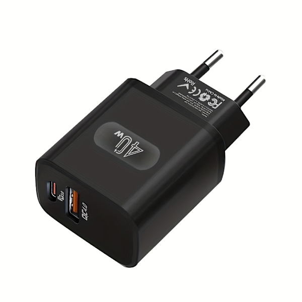 GEUMXL 40W Dubbel USB-C Väggladdare med PD 3.0 & QC 4.0, Snabbladdningsadapter, Universell Kompatibilitet för iPhone, Samsung [DB]