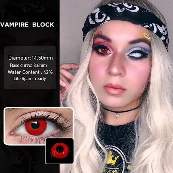 Färgglada Halloween kontaktlinser Anime Cosplay Ögonlinser Pure red